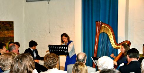 fluit harp en publiek